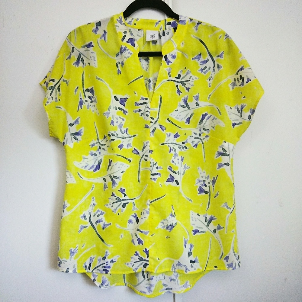 CAbi Stevie Yellow Watercolor Blouse